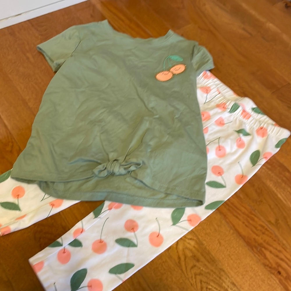 Cute fall cherry set Capri leggings with T-shirt